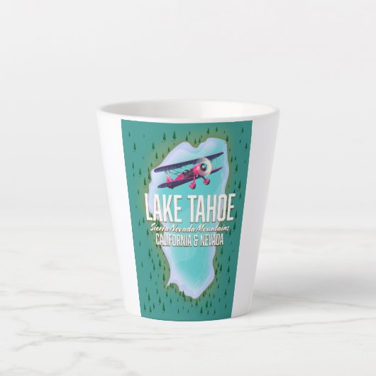 Lake Tahoe kaart reisposter Latte Mok (Voorkant)