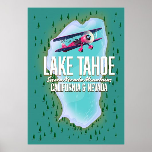 Lake Tahoe kaart reisposter Poster (Voorkant)