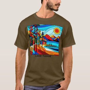 Lake Tahoe kubisme kunst unieke geometrische Lake T-shirt