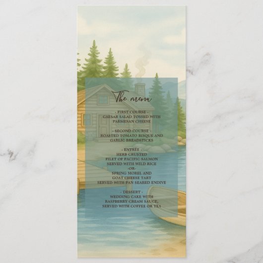 Lake Tahoe Mountain rustieke bruiloft receptie glo Programmakaart (Voorkant)