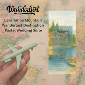 Lake Tahoe Mountain rustieke bruiloft receptie glo Programmakaart