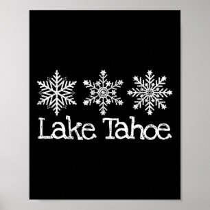 Lake Tahoe Mountain Ski Skiën Rustieke Sneeuwwitje Poster