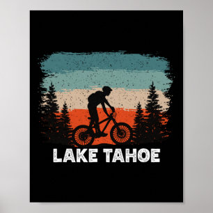 Lake Tahoe Mountainbiken Zonsondergang Retro Vinta Poster