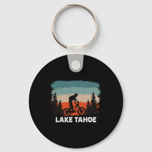 Lake Tahoe Mountainbiken Zonsondergang Retro Vinta Sleutelhanger