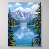 Lake Tahoe Mountains schilderij Poster (Voorkant)