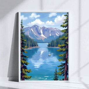 Lake Tahoe Mountains schilderij Poster