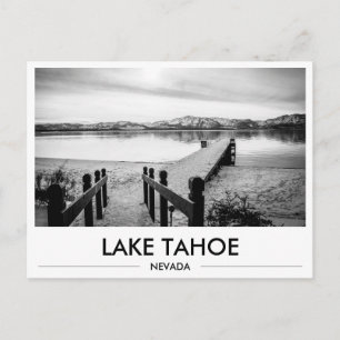 Lake Tahoe Nevada Besneeuwde Steiger Foto Zwart &  Briefkaart
