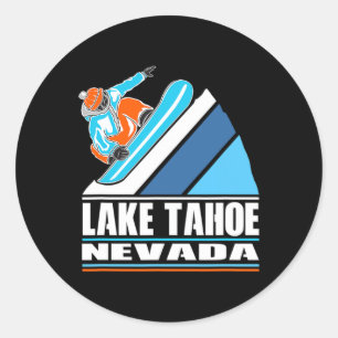 Lake Tahoe Nevada -  snowboarder Ronde Sticker