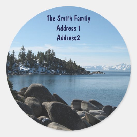 Lake Tahoe retouradres Ronde Sticker (Voorkant)