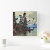 Lake Tahoe Sand Harbor Clock Vierkante Klok (Huis)