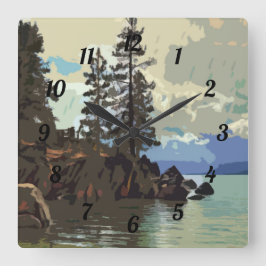 Lake Tahoe Sand Harbor Clock Vierkante Klok