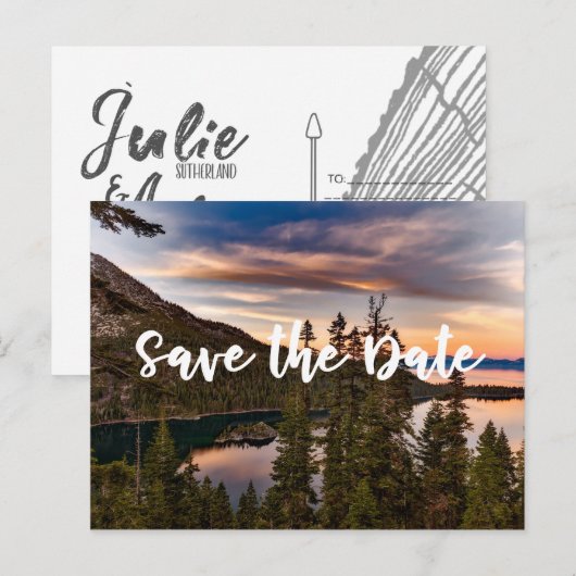 Lake Tahoe - Save the Date Briefkaart (Voorkant / Achterkant)