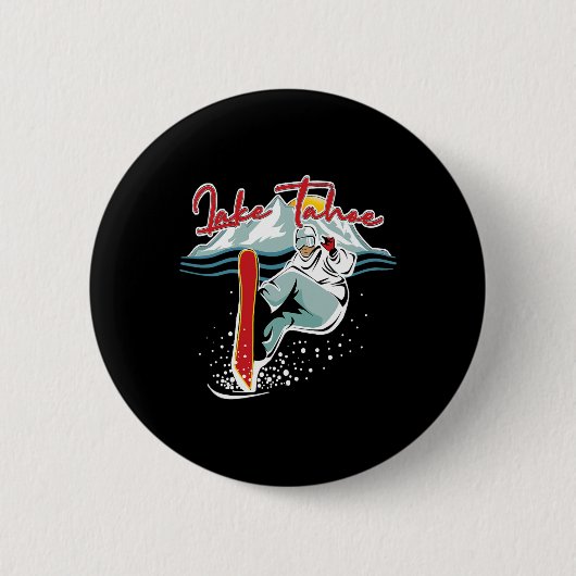 Lake Tahoe Sierra Nevada California Snowboarding S Ronde Button 5,7 Cm (Voorkant)