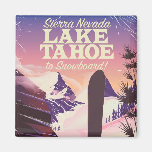 Lake Tahoe Sierra Nevada USA Snowboarden poster Magneet