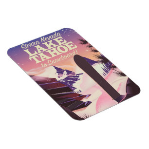 Lake Tahoe Sierra Nevada USA Snowboarden poster Magneet