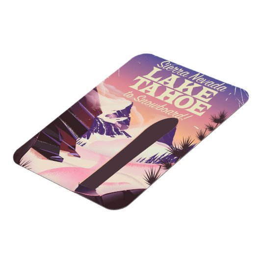Lake Tahoe Sierra Nevada USA Snowboarding poster Magneet (Linkerzijde)
