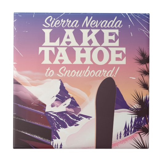 Lake Tahoe Sierra Nevada USA Snowboarding poster Tegeltje (Voorkant)