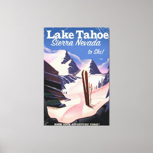 Lake Tahoe Sierra Nevada vintage skiposter Canvas Afdruk