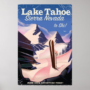 Lake Tahoe Sierra Nevada vintage skiposter Poster