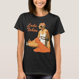 Lake Tahoe Strand Zonsondergang Retro Reis T-shirt