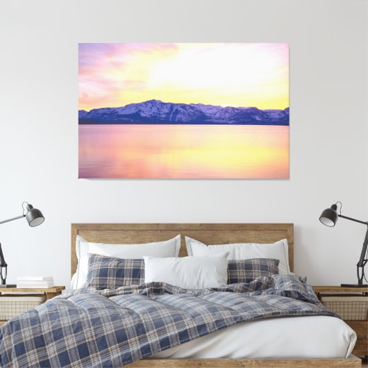 Lake Tahoe Sunset Wall Art, 60x38 Large Canvas Afdruk (Insitu (Slaapkamer))