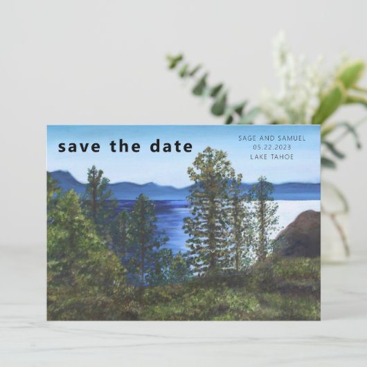 Lake Tahoe Trouw Save the Date Kaart (Staand voorkant)