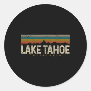 Lake Tahoe Vintage Bergen Wandelen Kamperen Retro Ronde Sticker