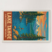 Lake Tahoe Vintage Travel (rood) Poster Legpuzzel (Horizontaal)