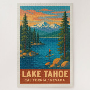 Lake Tahoe Vintage Travel (rood) Poster Legpuzzel