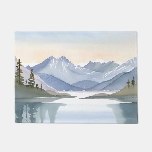 Lake Tahoe | Watercolor Mountain Landscape Deurmat (Voorkant)