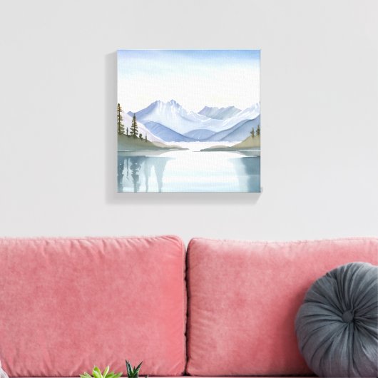 Lake Tahoe | Waterverf berglandschap Canvas Afdruk (Insitu (Woonkamer))