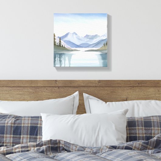 Lake Tahoe | Waterverf berglandschap Canvas Afdruk (Insitu (Slaapkamer))