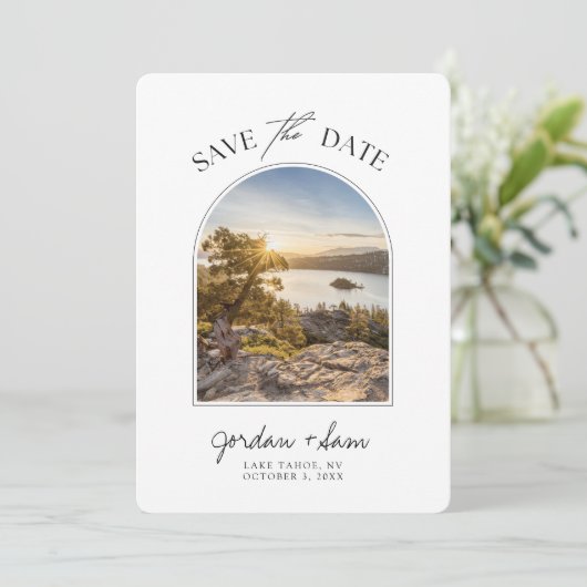 Lake Tahoe Wedding Emerald Cove Save the Date Kaart (Staand voorkant)
