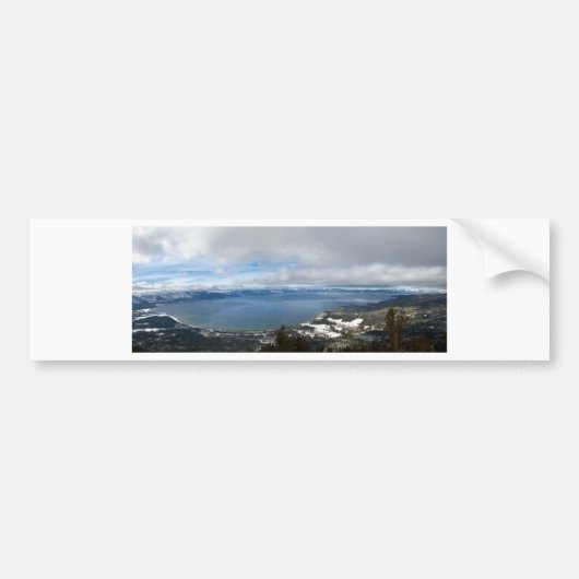 Lake Tahoe Winter Panorama Bumpersticker (Voorkant)