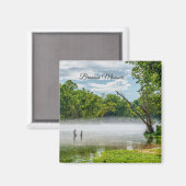 Lake Taneycomo Summer Fog Square Magnet (Voorkant / Achterkant)