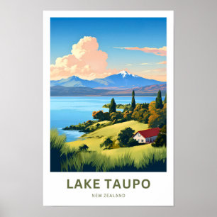 Lake Taupo Nieuw-Zeeland Reisprint Poster