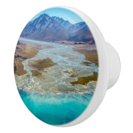 Lake Tekapo en Southern Alps, Nieuw-Zeeland Keramische Knop
