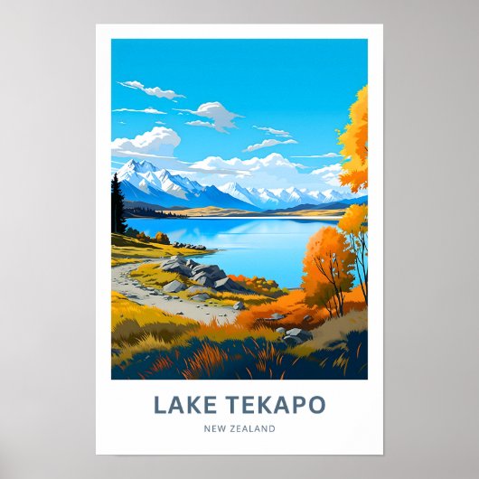 Lake Tekapo Nieuw-Zeeland Reisprint Poster (Voorkant)