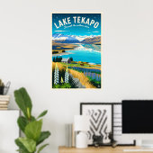 Lake Tekapo Nieuw-Zeeland Retro Reisposter Kunst Poster (Thuiskantoor)