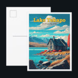 Lake Tekapo Nieuw-Zeeland Travel Art Vintage Briefkaart<br><div class="desc">Lake Tekapo Nieuw-Zeeland Travel Art Vintage Illustratie</div>