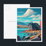 Lake Tekapo Nieuw-Zeeland vintage reizen Briefkaart<br><div class="desc">Lake Tekapo Nieuw-Zeeland vintage reisplaats illustratie</div>
