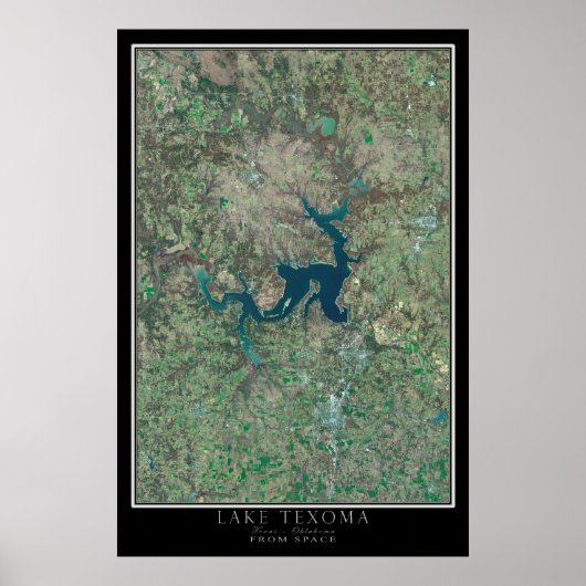 Lake Texoma Texas - Oklahoma Satellite Poster Map (Voorkant)