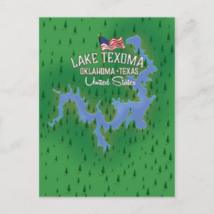 Lake Texoma USA-kaart. Briefkaart