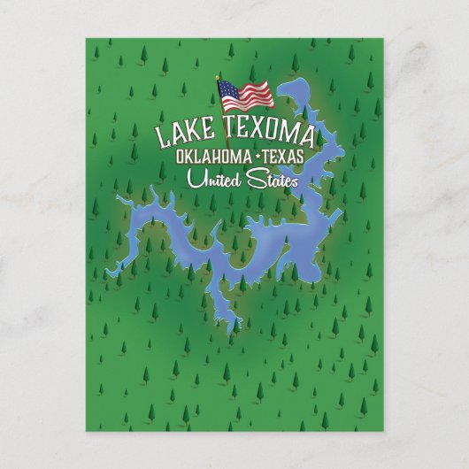 Lake Texoma USA-kaart. Briefkaart (Voorkant)
