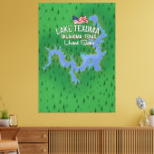 Lake Texoma USA-kaart. Canvas Afdruk (Insitu (Woonkamer))