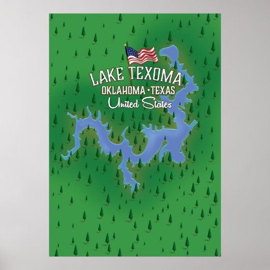 Lake Texoma USA-kaart. Poster (Voorkant)