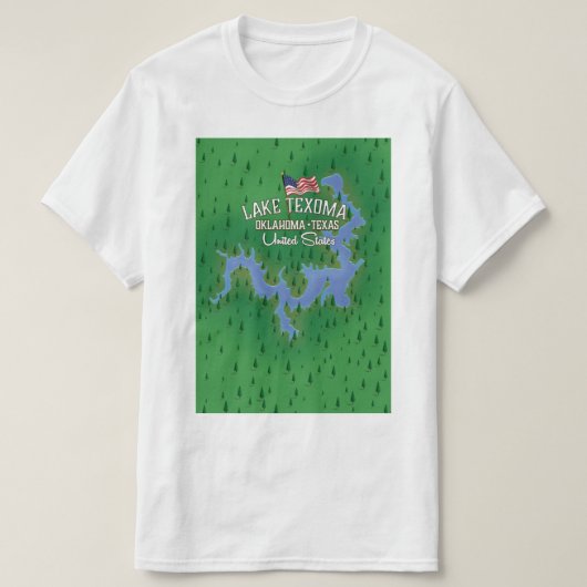 Lake Texoma USA-kaart. T-shirt (Design voorkant)
