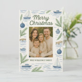 Lake Theme Photo Customizable Christmas Card Feestdagenkaart (Staand voorkant)