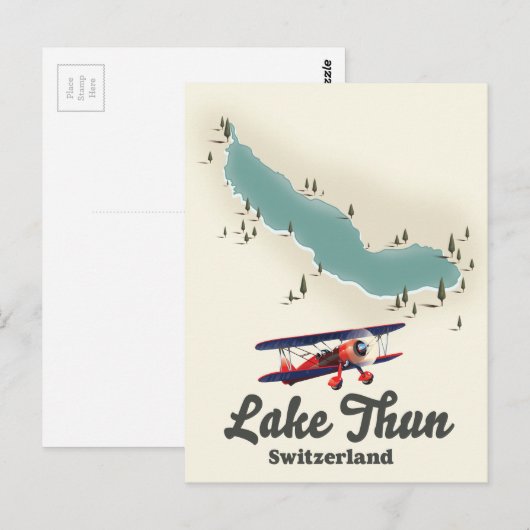 Lake Thun Zwitserland-kaart Briefkaart (Voorkant / Achterkant)