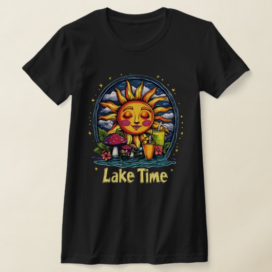 "Lake Time" Retro Zon en Natuur T-shirt (Laagn)